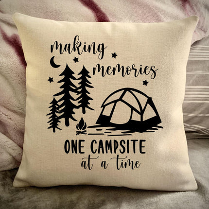 Tent Camping Decorative pillow cover - Making Memories Campsite pillow cover - Personalize camper gift - USA Travel Map Pillow Camping decor