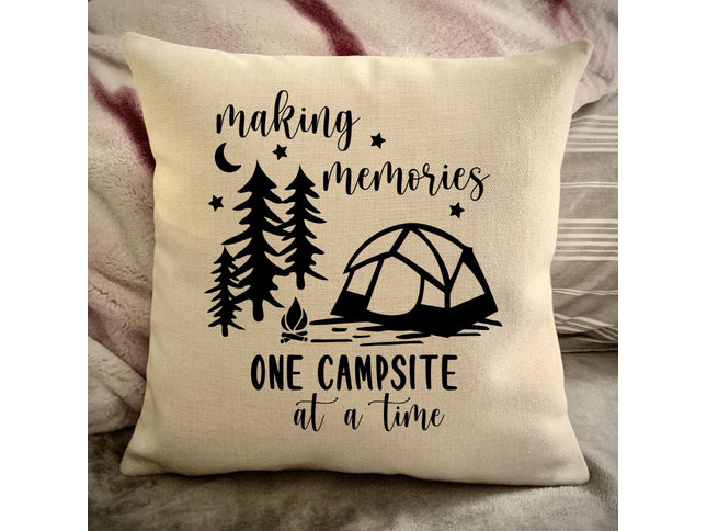 Tent Camping Decorative pillow cover - Making Memories Campsite pillow cover - Personalize camper gift - USA Travel Map Pillow Camping decor