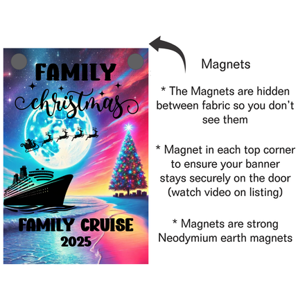 Holiday Cruise Ship Door Sign, Personalized Magnetic Cruise Banner, Custom Christmas Cruise Decoration