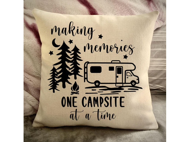Class C Camper Decorative Pillow Cover - Making Memories Campsite pillow cover - Personalize camper gift - USA Travel Map Pillow Camping decor