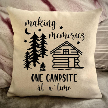 Cabin Decorative pillow cover - Making Memories Campsite pillow cover - Personalize camper gift - USA Travel Map Pillow Camping decor