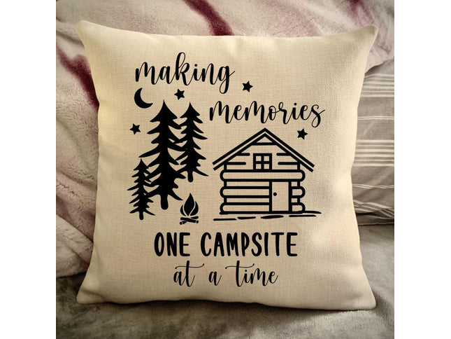 Cabin Decorative pillow cover - Making Memories Campsite pillow cover - Personalize camper gift - USA Travel Map Pillow Camping decor