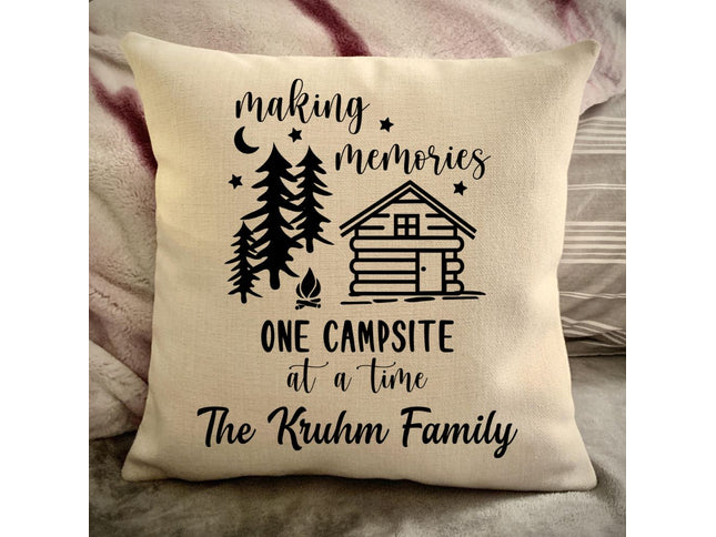 Cabin Decorative pillow cover - Making Memories Campsite pillow cover - Personalize camper gift - USA Travel Map Pillow Camping decor