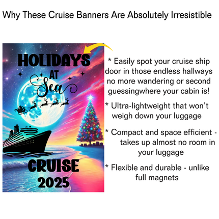 Holiday Cruise Ship Door Sign, Personalized Magnetic Cruise Banner, Custom Christmas Cruise Decoration