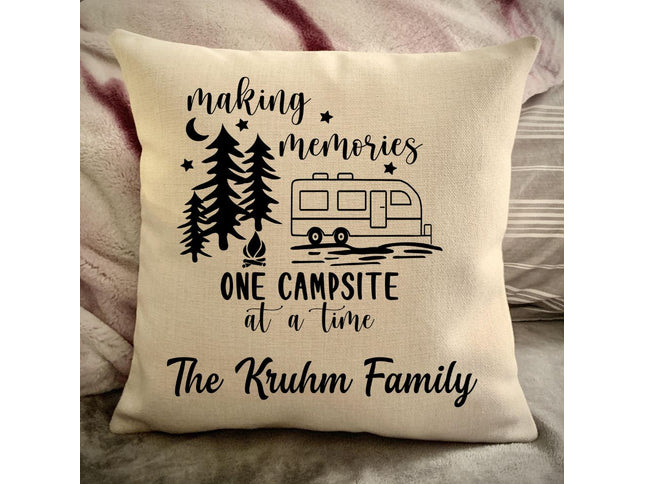 Travel Pull Trailer Decorative pillow cover - Making Memories Campsite pillow cover - Personalize camper gift - USA Travel Map Pillow Camping decor