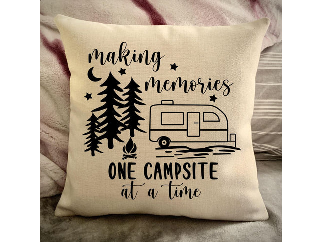 Small Travel Trailer Decorative pillow cover - Making Memories Campsite pillow cover - Personalize camper gift - USA Travel Map Pillow Camping decor