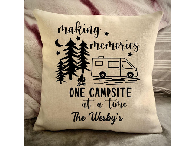 Class B Camper Van Decorative pillow cover - Making Memories Campsite pillow cover - Personalize camper gift - USA Travel Map Pillow Camping decor
