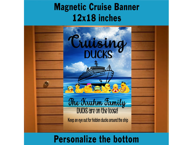 Custom magnetic cruising ducks door decoration banner, personalized cruise ship door magnet sign, large ship decor for stateroom, vacation
