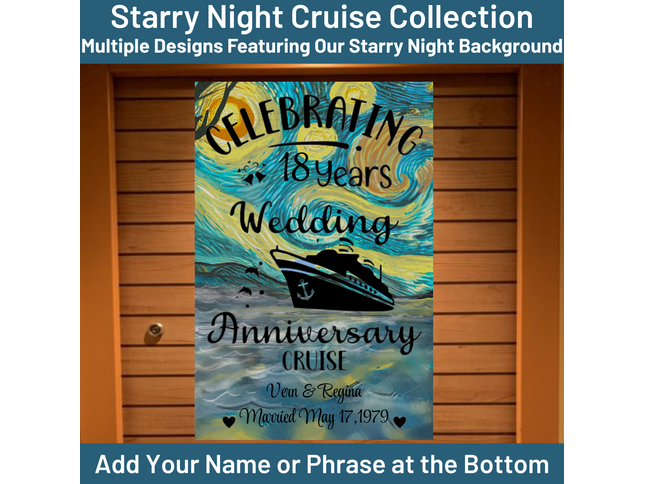 Magnetic Cruise Ship Door Decoration Banner | Starry Night Cruise Door Magnet Sign – Personalized Custom Stateroom Door Decoration