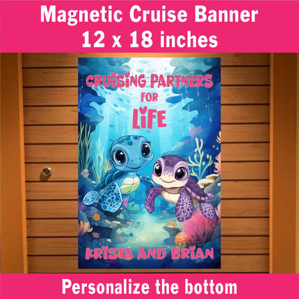 magnetic cruise ship door decoration, personalized cruising partners for life banner,  honeymoon, Anniversary,  Easy way to find cruise door