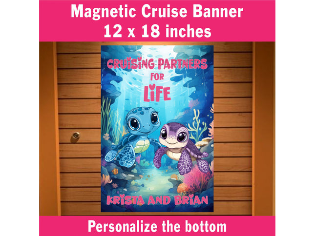 magnetic cruise ship door decoration, personalized cruising partners for life banner,  honeymoon, Anniversary,  Easy way to find cruise door