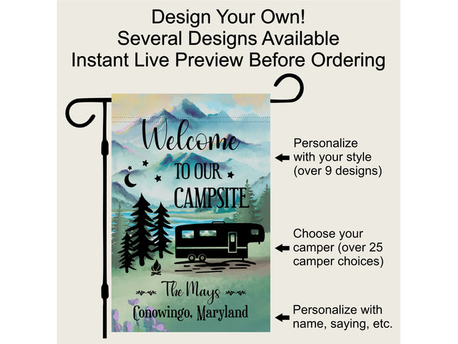 Camper garden Flag, Custom Outdoor Camper Decoration, Personalized Campsite Garden Flag, Gift for Camper