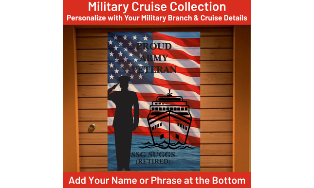Cruise Door Decoration for Veteran, Military Cruising Gift, Magnetic Cruise Banner USA Flag, Personalized Cruise Magnet
