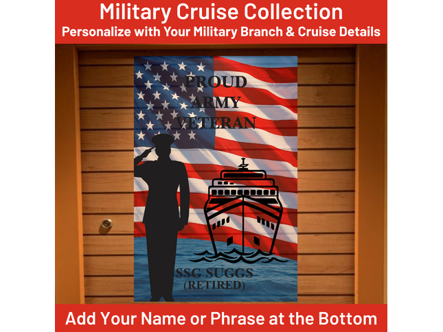 Cruise Door Decoration for Veteran, Military Cruising Gift, Magnetic Cruise Banner USA Flag, Personalized Cruise Magnet