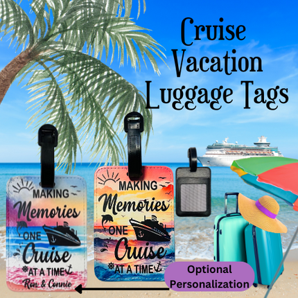 Cruise Luggage Tags, Leather Travel Bag Identifiers, 2 Pack Suitcase Accessories for Cruising Vacation