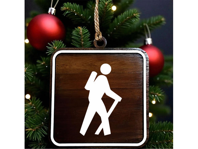 Hiker Ornament, National Park Trail Sign, Gift For Female, Outdoor Adventure, Christmas Tree Decor, Personalized Gift Keepsake