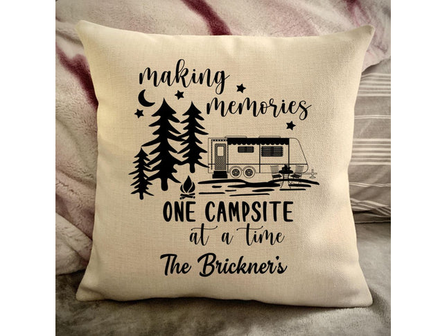 Travel Pull Trailer Decorative pillow cover - Making Memories Campsite pillow cover - Personalize camper gift - USA Travel Map Pillow Camping decor