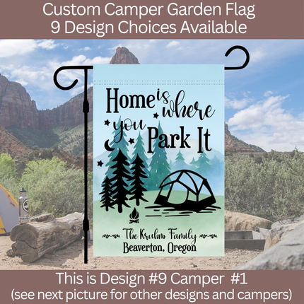 Camper Flag, Welcome to our campsite garden flag, camper outdoor decor, Personalized camp sign, Camper Essentials, Camping Gift, RV Decor (Copy) (Copy)