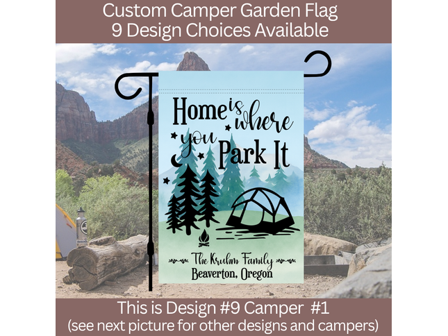 Camper Flag, Welcome to our campsite garden flag, camper outdoor decor, Personalized camp sign, Camper Essentials, Camping Gift, RV Decor (Copy) (Copy)
