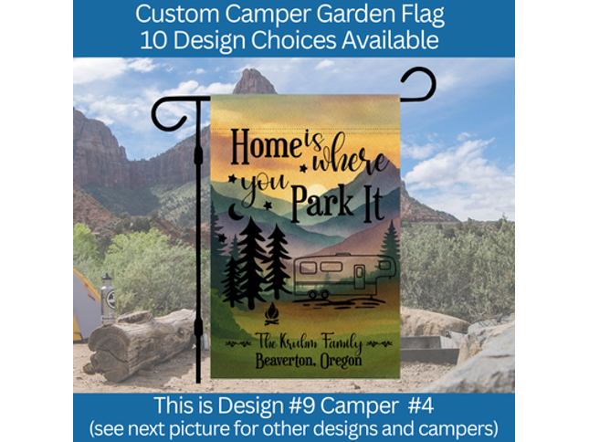 Camper Garden Flag, Custom Campsite outdoor decoration, Gift for Camper, Personalized Camping Sign, Campfire Sign (Copy)