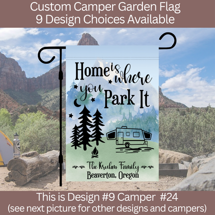 Camper Flag, Welcome to our campsite garden flag, camper outdoor decor, Personalized camp sign, Camper Essentials, Camping Gift, RV Decor (Copy)
