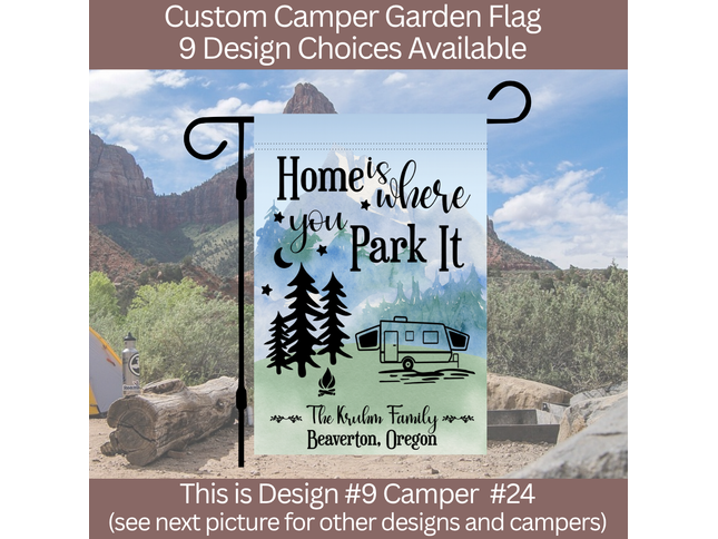 Camper Flag, Welcome to our campsite garden flag, camper outdoor decor, Personalized camp sign, Camper Essentials, Camping Gift, RV Decor (Copy)