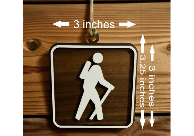 Hiker Holiday Ornament, Personalized With National Park Trail Sign, Adventure Keepsake, Gift for Outdoor Men