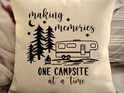 5th wheel RV Travel Trailer Decor - Pull Behind Camper - Making Memories Campsite pillow cover - Personalize camper gift - USA Travel Map Pillow Camping decor