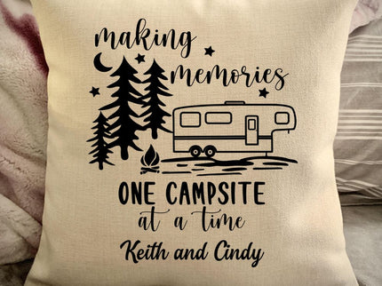 5th wheel RV Travel Trailer Decor - Pull Behind Camper - Making Memories Campsite pillow cover - Personalize camper gift - USA Travel Map Pillow Camping decor