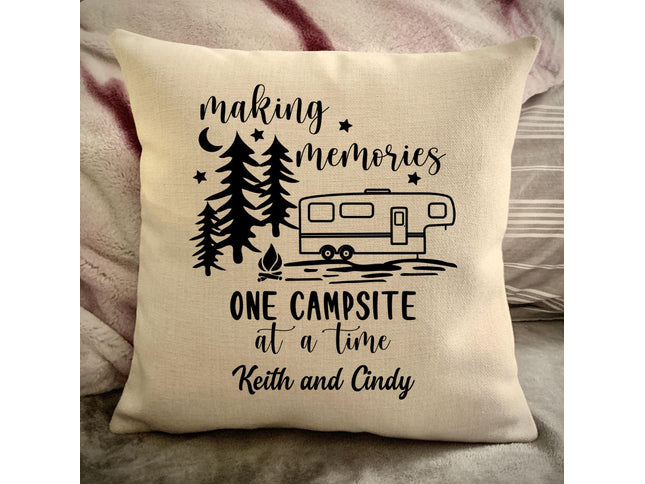 5th wheel RV Travel Trailer Decor - Pull Behind Camper - Making Memories Campsite pillow cover - Personalize camper gift - USA Travel Map Pillow Camping decor