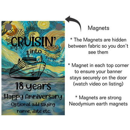 Magnetic Cruise Ship Door Decoration Banner | Starry Night Cruise Door Magnet Sign – Personalized Custom Stateroom Door Decoration