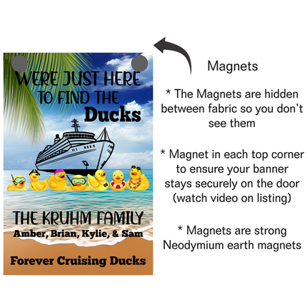 Personalized Cruising Duck Banner, Gift for Cruisers, Magnetic Cruise Banner, Cruise Magnet, Family Cruise