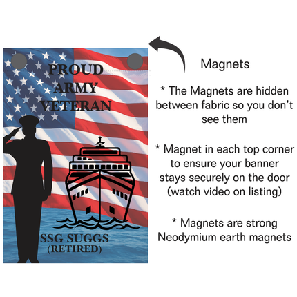 Cruise Door Decoration for Veteran, Military Cruising Gift, Magnetic Cruise Banner USA Flag, Personalized Cruise Magnet