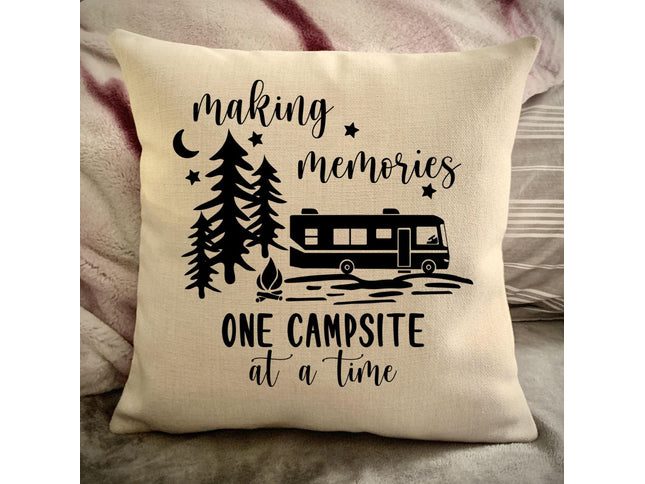 RV Motorhome Decorative Pillow Cover - Making Memories Campsite pillow cover - Personalize camper gift - USA Travel Map Pillow Camping decor
