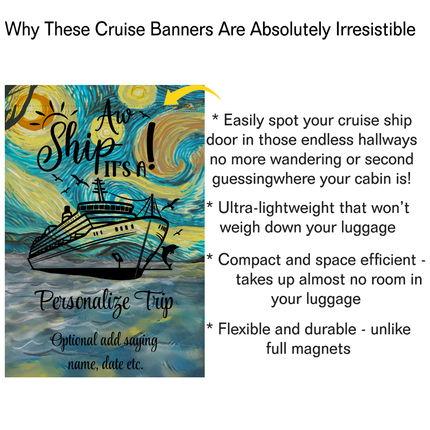 Magnetic Cruise Ship Door Decoration Banner | Starry Night Cruise Door Magnet Sign – Personalized Custom Stateroom Door Decoration
