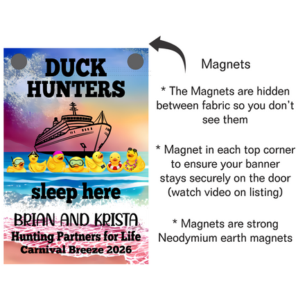 Cruise Door Decoration, Cruising Duck Hunter Magnetic Banner, Magnet sign, Family Cruise Activity, Cruiser Gift