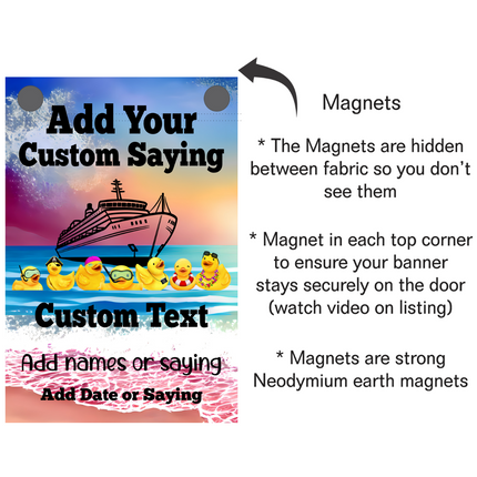 Personalized Cruising Duck Banner, Gift for Cruisers, Magnetic Cruise Banner, Cruise Magnet, Family Cruise