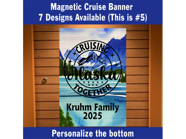 Cruising Alaska Vacation, Cruise Decoration, Personalized Cruise Door Magnetic Banner