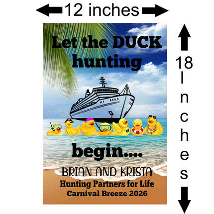 Personalized Cruise Door Decor, Let the duck hunting begin, Magnetic Cruising Banner, personalized cruise ship door magnet sign, large ship decor for stateroom, vacation