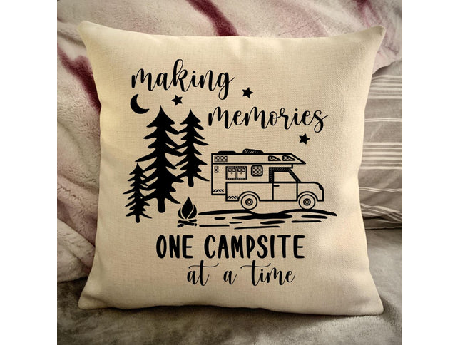Truck Camper Trailer Decorative Pillow Cover - Truck camper RV Camping - Making Memories Campsite pillow cover - Personalize camper gift - USA Travel Map Pillow Camping decor