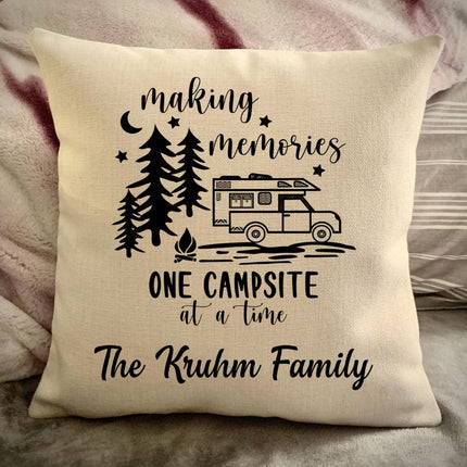 Truck Camper Trailer Decorative Pillow Cover - Truck camper RV Camping - Making Memories Campsite pillow cover - Personalize camper gift - USA Travel Map Pillow Camping decor
