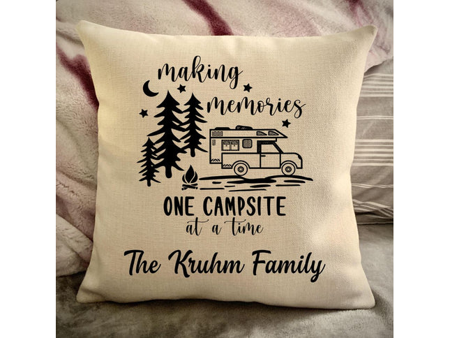 Truck Camper Trailer Decorative Pillow Cover - Truck camper RV Camping - Making Memories Campsite pillow cover - Personalize camper gift - USA Travel Map Pillow Camping decor