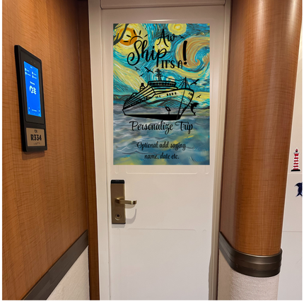Magnetic Cruise Ship Door Decoration Banner | Starry Night Cruise Door Magnet Sign – Personalized Custom Stateroom Door Decoration