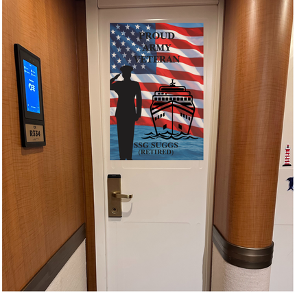 Cruise Door Decoration for Veteran, Military Cruising Gift, Magnetic Cruise Banner USA Flag, Personalized Cruise Magnet