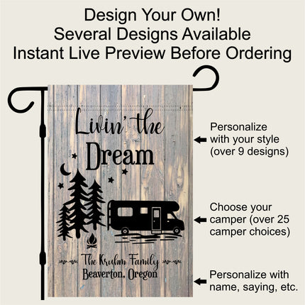 Camper Flag, Welcome to our campsite garden flag, camper outdoor decor, Personalized camp sign, Camper Essentials, Camping Gift, RV Decor