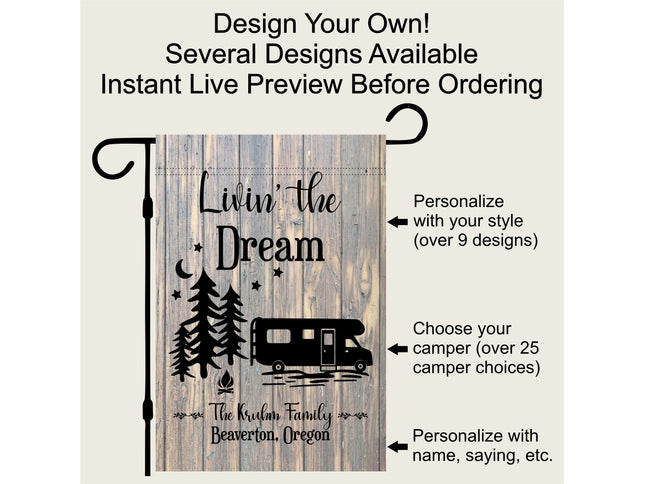 Camper Flag, Welcome to our campsite garden flag, camper outdoor decor, Personalized camp sign, Camper Essentials, Camping Gift, RV Decor