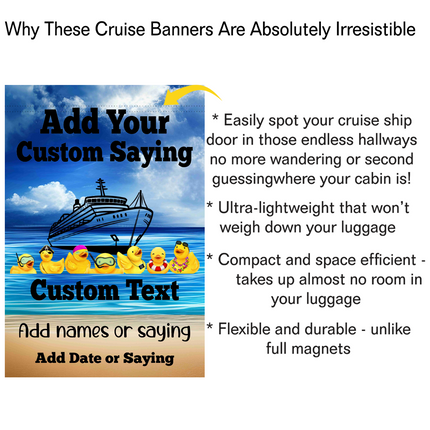 Personalized Cruising Duck Banner, Gift for Cruisers, Magnetic Cruise Banner, Cruise Magnet, Family Cruise