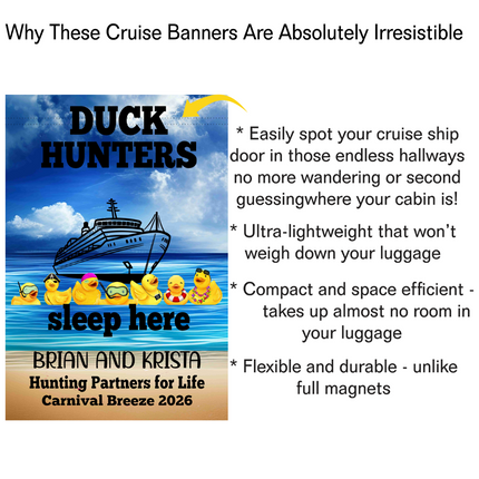 Cruise Door Decoration, Cruising Duck Hunter Magnetic Banner, Magnet sign, Family Cruise Activity, Cruiser Gift