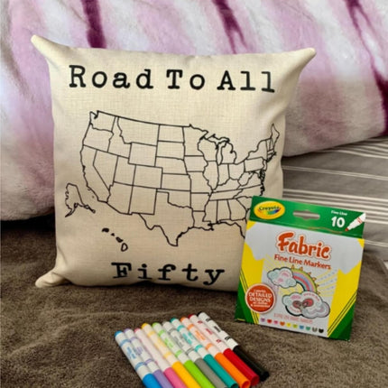 Class C Camper Decorative Pillow Cover - Making Memories Campsite pillow cover - Personalize camper gift - USA Travel Map Pillow Camping decor