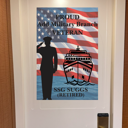 Cruise Door Decoration for Veteran, Military Cruising Gift, Magnetic Cruise Banner USA Flag, Personalized Cruise Magnet